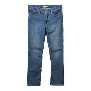 Levi’s 314 Shaping Straight Mid Rise Stretch Denim Jeans Medium Wash Womens 32